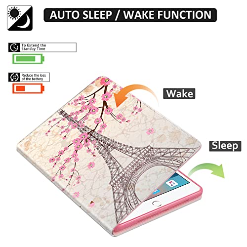 Dteck Case for iPad mini 5/4/3/2/1, Protective Leather Folio Case with [Auto Wake Sleep/Adjustable Viewing Stand Angle] Magnetic Shockproof Cute Slim Cover for iPad mini 7.9", Pink Eiffel Tower - Image 2