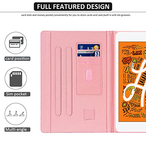 Dteck Case for iPad mini 5/4/3/2/1, Protective Leather Folio Case with [Auto Wake Sleep/Adjustable Viewing Stand Angle] Magnetic Shockproof Cute Slim Cover for iPad mini 7.9", Pink Eiffel Tower - Image 3