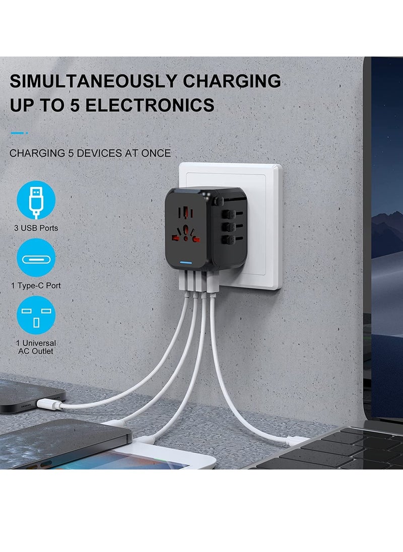 ELTRAZONE International Power Plug Adapter with 3 USB Ports & 1 Type-C Port (5V/3A), 4 AC Outlet Adaptor Charger for US to Most of Europe Iceland Spain Italy France Germany  - Image 4