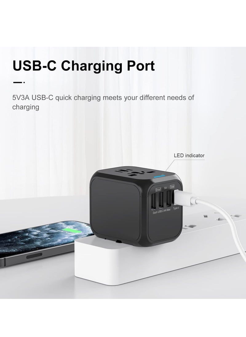 ELTRAZONE International Power Plug Adapter with 3 USB Ports & 1 Type-C Port (5V/3A), 4 AC Outlet Adaptor Charger for US to Most of Europe Iceland Spain Italy France Germany  - Image 2