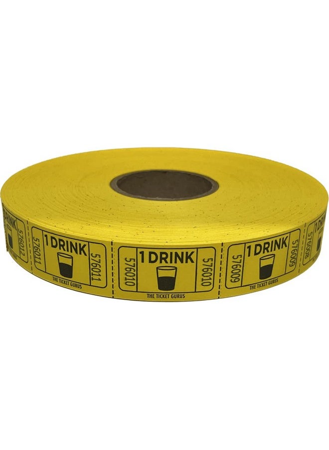 The Ticket Gurus - -Roll Of 2000 Yellow Drink Tickets Single Roll Consecutively Numbered Raffle Tickets - Image 1