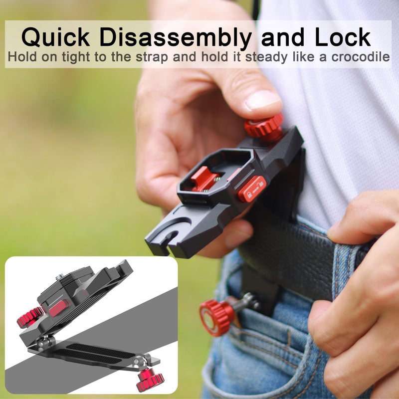 Taisioner Camera Clip with Plate Quick Release Capture Clamp System Backpack Strap Mount Holder for CanonSony,Nikon,DSLR Digital and Action Camera (Black with Red) - Image 5