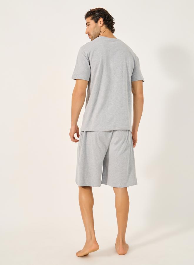 Styli Graphic Print Round Neck T-Shirt and Short Pyjama Set  - Image 5