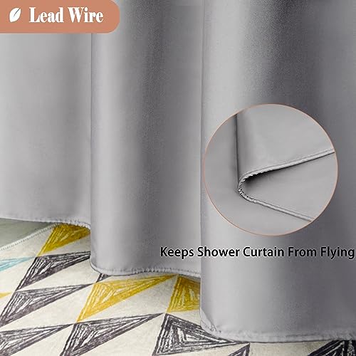 UFRIDAY Extra Long Shower Curtain 84 inch,Light Grey and White Fabric Polyester Bathroom Curtain Liner with Mesh Filtering Window and Weighted Bottom Hem, Machine Washable, 72 x 84 Inches - Image 4
