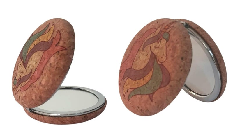 Pocket Round Compact Mirror with Messages and Motives and 2x1 Magnifying Glass for Men and Women for Purses and Bags  - Image 1