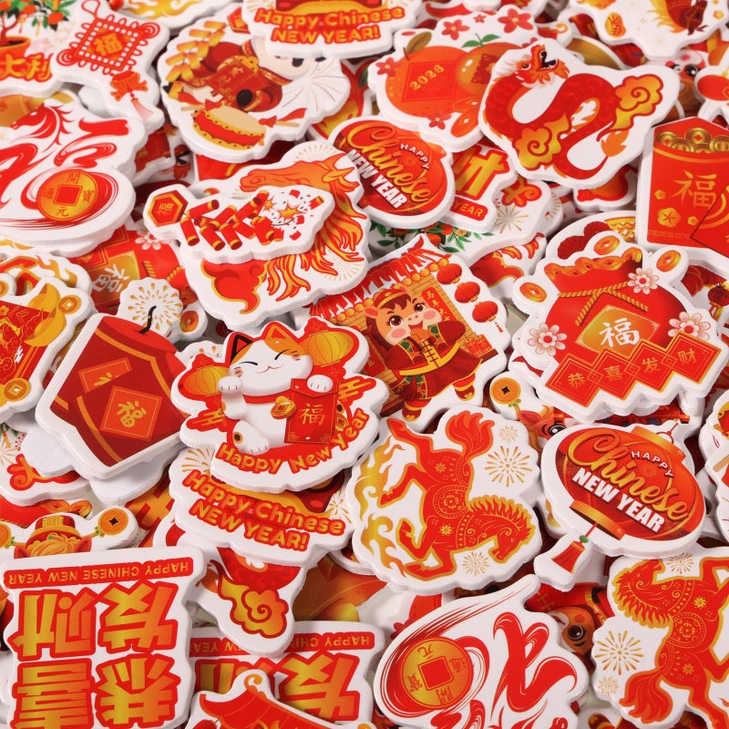 HOWAF 200pcs Chinese New Year Foam Stickers, 2026 Horse Year Self-Adhesive Stickers for Lunar New Year Party Decorations DIY Crafts Sticker, 2026 Year of The Horse Foam Decals - Image 4