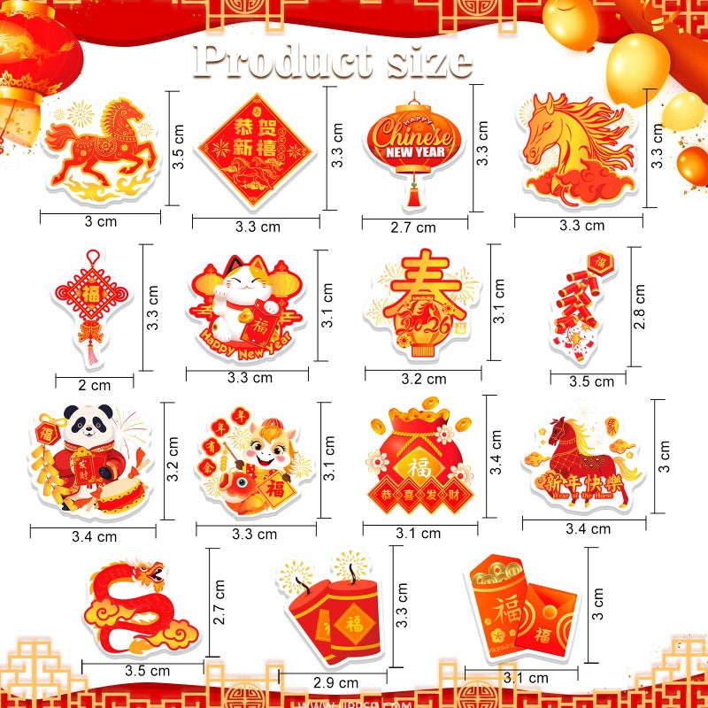 HOWAF 200pcs Chinese New Year Foam Stickers, 2026 Horse Year Self-Adhesive Stickers for Lunar New Year Party Decorations DIY Crafts Sticker, 2026 Year of The Horse Foam Decals - Image 2