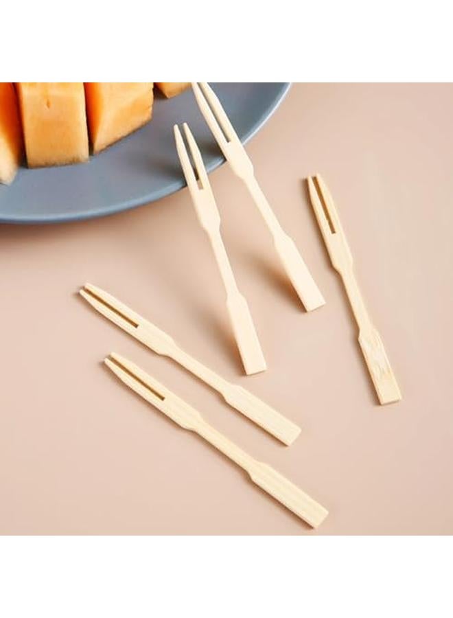 ECVV 250 قطعة شوك كوكتيل من الخيزران أعواد فواكه عيدان شواء بلاستيكية شوك خشبية للأطعمة أدوات المائدة أدوات المائدة شوك فواكه لامدادات حفلات الزفاف حفلات استقبال الأطفال بطول 8.6 سم 250 قطعة - Image 3