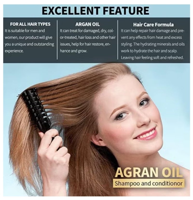 Cab's Argan Oil Moisture Repair Shampoo and Conditioner Set 500ml Each, Sulphate Free, Good for Damaged /Dry /Curly or Frizzy Hair, mild scent (16.9 Fl Oz) - Image 3