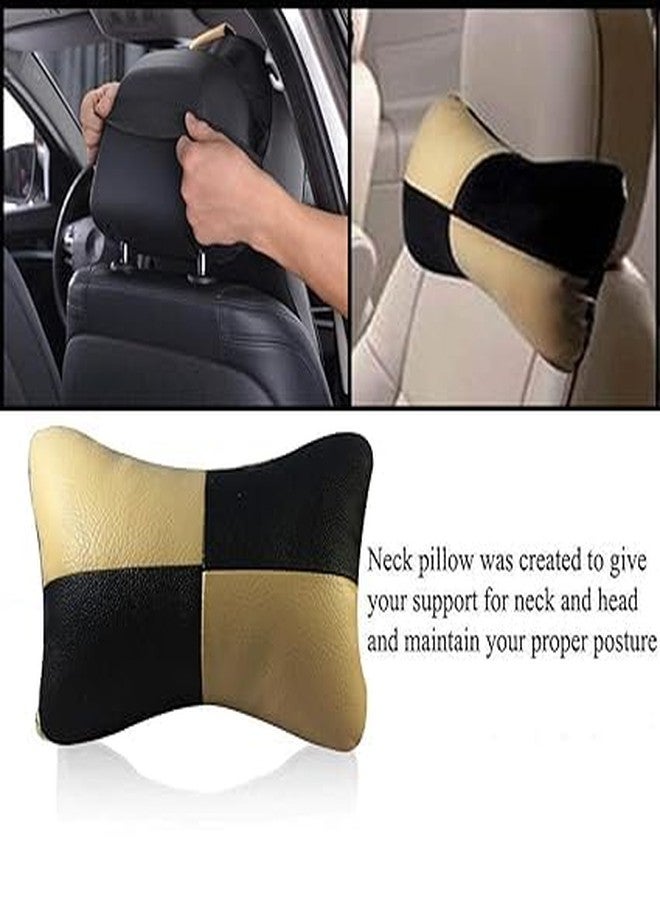 Fabbay | Car Faux Leather Neck Rest and Headrest Pillows Cushion Comfortable Car Rides Superior Neck Support Cushion Head Rest Pillow Lightweight Adjustable Pack of 2 Multicolor - Image 5