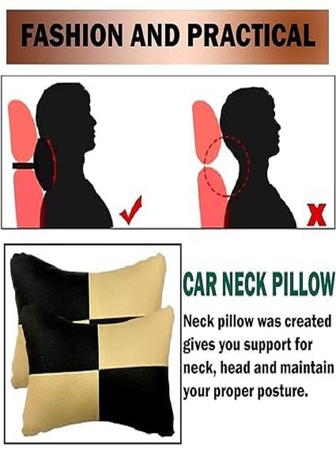 Fabbay | Car Faux Leather Neck Rest and Headrest Pillows Cushion Comfortable Car Rides Superior Neck Support Cushion Head Rest Pillow Lightweight Adjustable Pack of 2 Multicolor - Image 4
