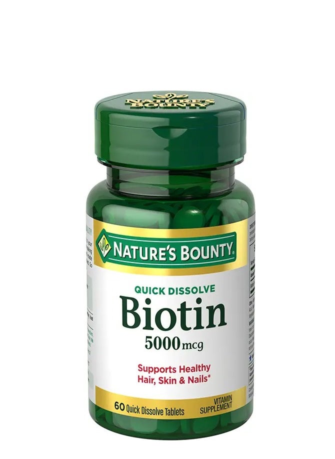 NATURE'S BOUNTY - Nature's Bounty Biotin 5000 Mcg 60 Quick Dissolve Tablets - Image 1