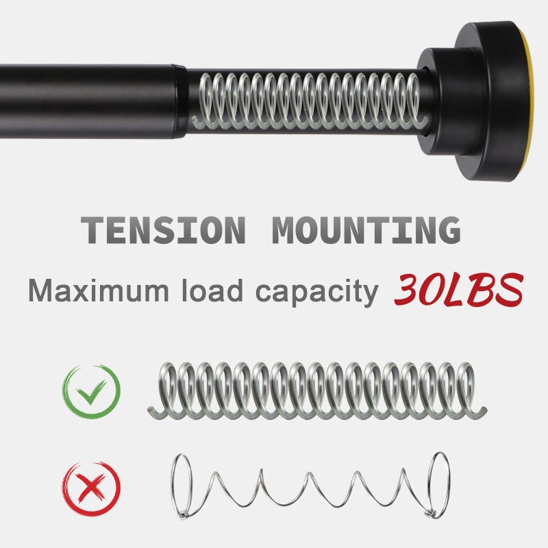 Thestoa Shower Curtain Rod Adjustable 43-78 inch, 1"Diameter Spring Tension Curtain Rod No Drill, Anti-Rust Non-Slip Shower Rod, Black Shower Curtain Rod for Bathroom Tension - Image 2