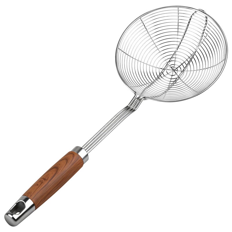 ChefBee 5.3" Spider Strainer Skimmer Spoon with Handle, Stainless Steel Wire Strainer Ladle for Cooking and Frying, Kitchen Utensils Slotted Pasta Spoon, Fryer Scoop - Image 1
