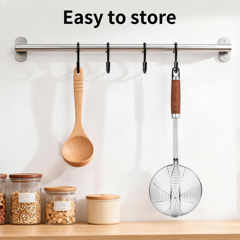 ChefBee 5.3" Spider Strainer Skimmer Spoon with Handle, Stainless Steel Wire Strainer Ladle for Cooking and Frying, Kitchen Utensils Slotted Pasta Spoon, Fryer Scoop - Image 5