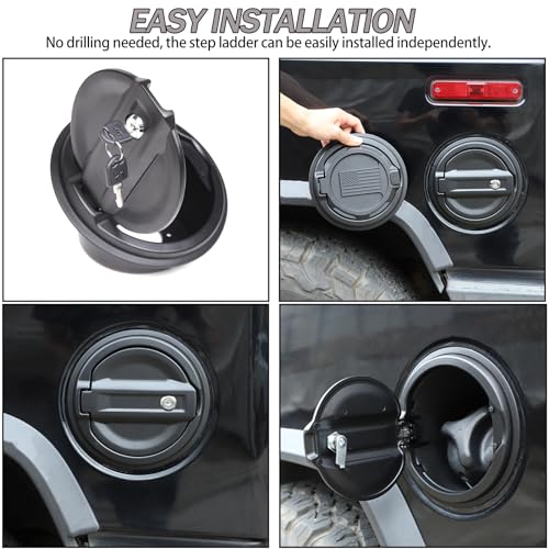 Lcojicep Locking Gas Tank Cap Cover Compatible with Hummer H2 2003-2009，Locking Gas Cap Cover, Fuel Tank Door with Lock，aluminum alloy Car Fuel Tank Gas Filler Cap Cover Accessories (Style B) - Image 5