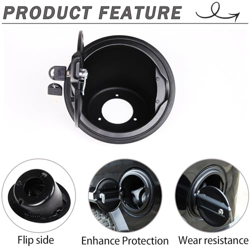 Lcojicep Locking Gas Tank Cap Cover Compatible with Hummer H2 2003-2009，Locking Gas Cap Cover, Fuel Tank Door with Lock，aluminum alloy Car Fuel Tank Gas Filler Cap Cover Accessories (Style B) - Image 4
