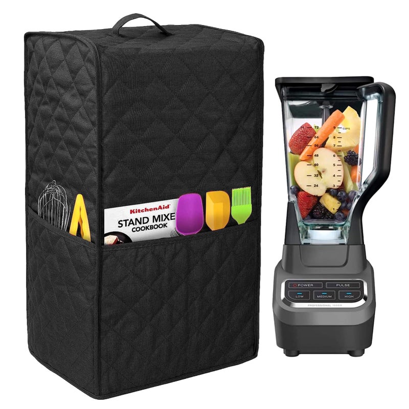 Tookie Blender Dust Cover, Kitchen Blender Cover with Accessory Pocket and Handle, Stand Mixer or Coffee Maker Appliance Cover For Kitchen, Anti Fingerprint Dust Proof Stain Resistant(size:black) - Image 2