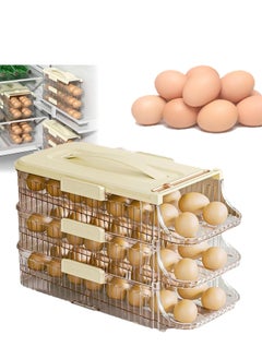 2024 New Egg Holder for Fridge, Egg Organizer for Refrigerator, Rolling Egg Holder for Fridge, 7° Slope Stackable Egg Container for Refrigerator with Lid (Double row/3 level,White)