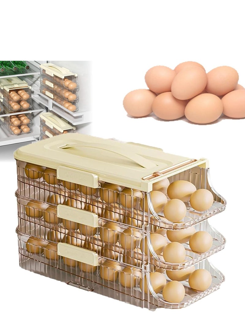 Generic - 2024 New Egg Holder for Fridge, Egg Organizer for Refrigerator, Rolling Egg Holder for Fridge, 7° Slope Stackable Egg Container for Refrigerator with Lid (Double row/3 level,White) - Image 1