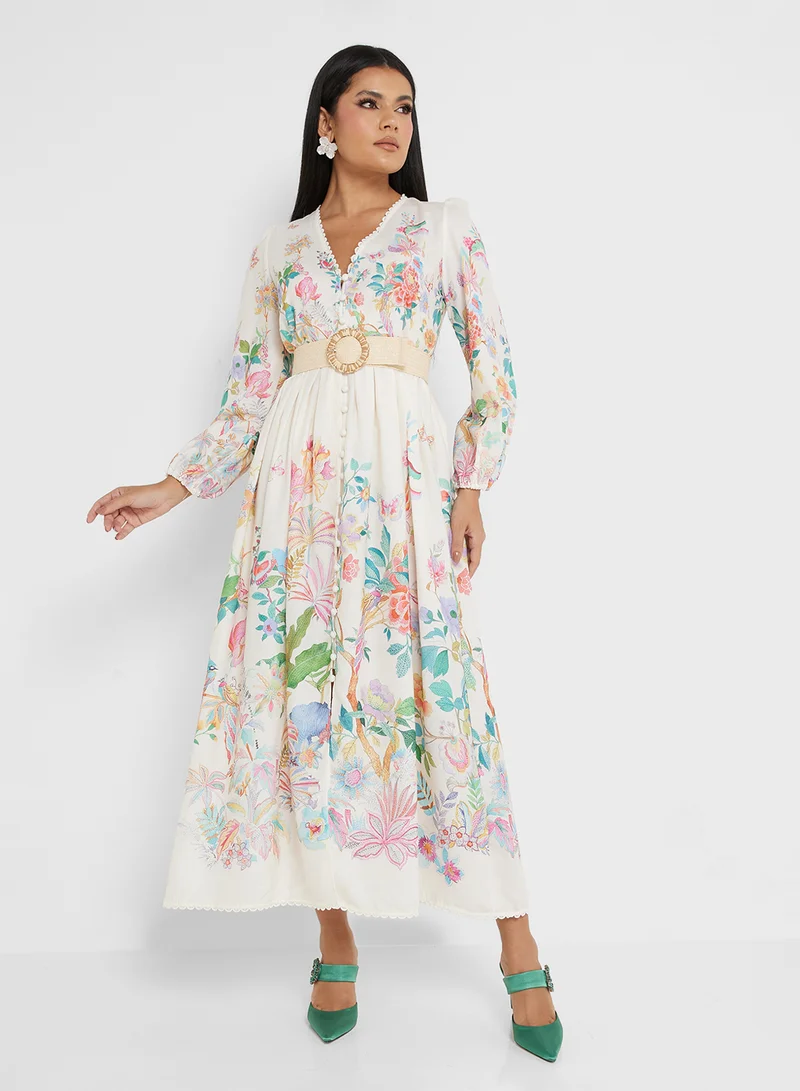 خزانة Floral Print Maxi Dress