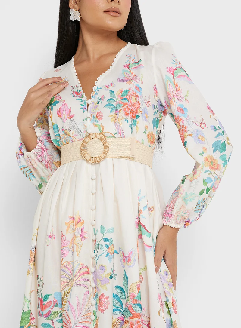خزانة Floral Print Maxi Dress