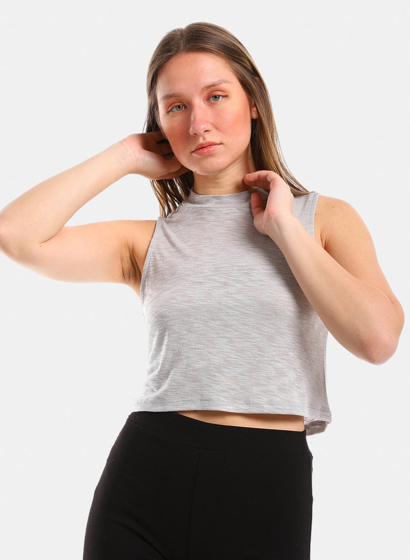 belle Mock Neck Slip On Crop Top - Image 4