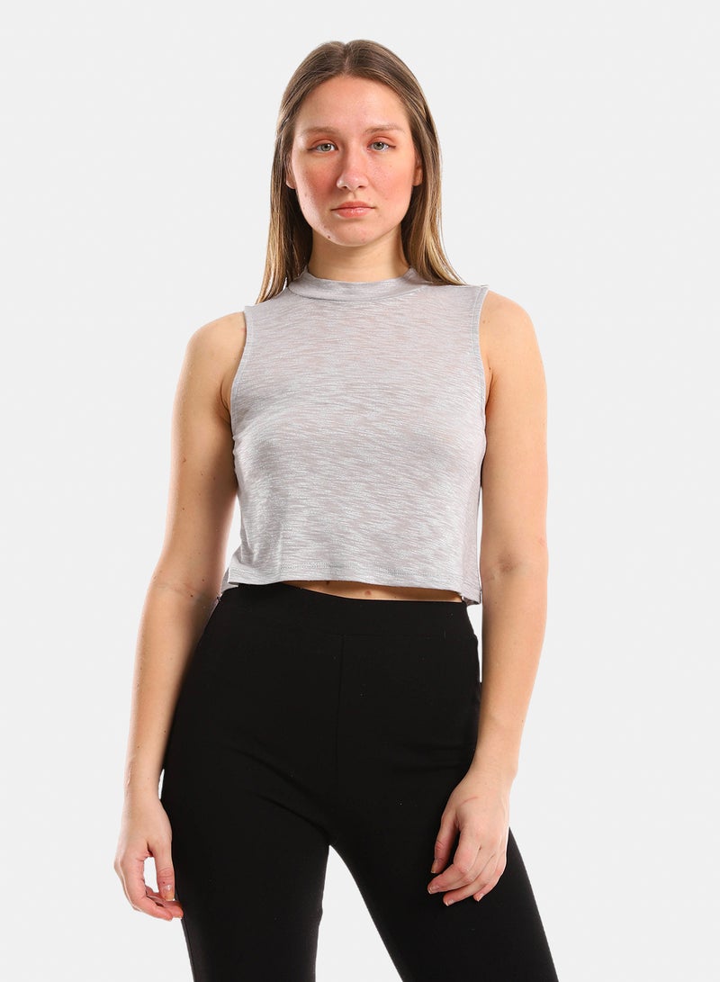 belle Mock Neck Slip On Crop Top - Image 1