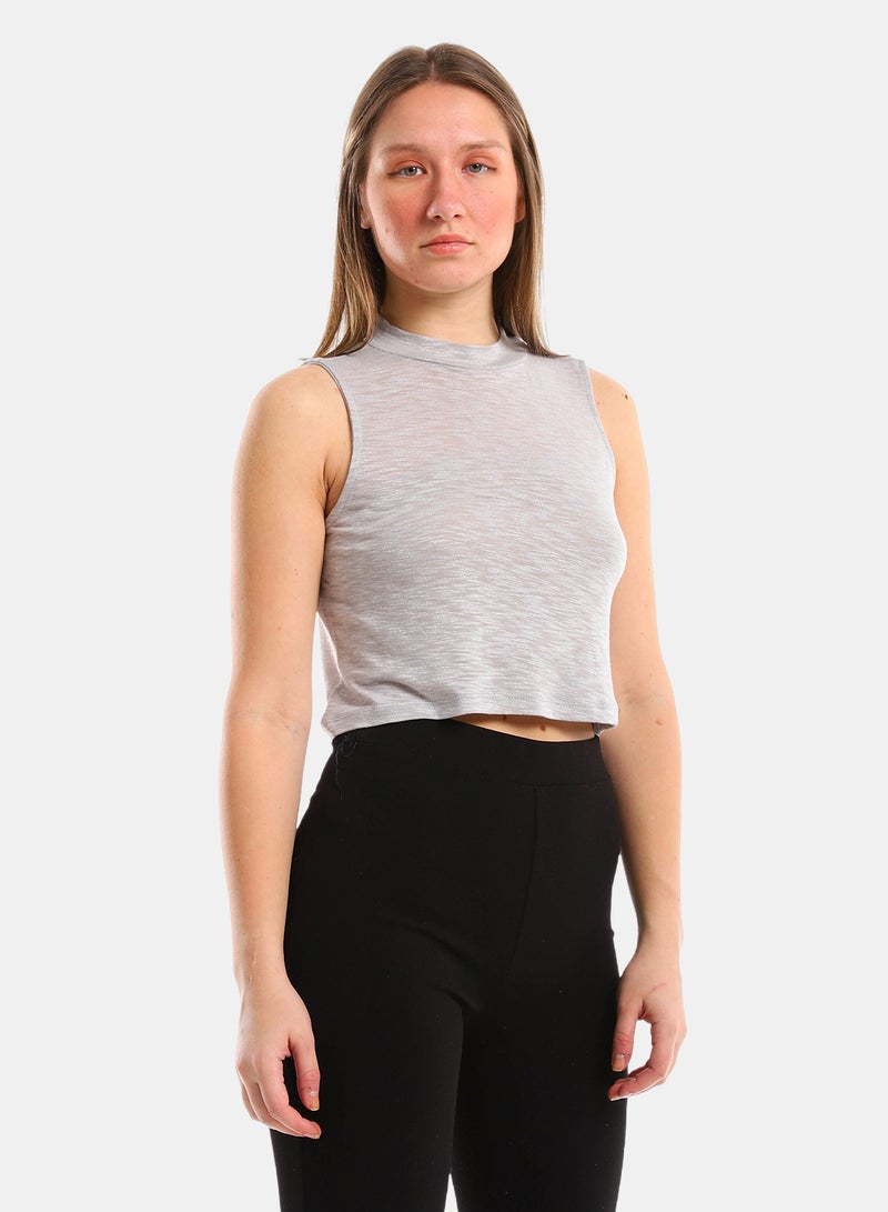 belle Mock Neck Slip On Crop Top - Image 2