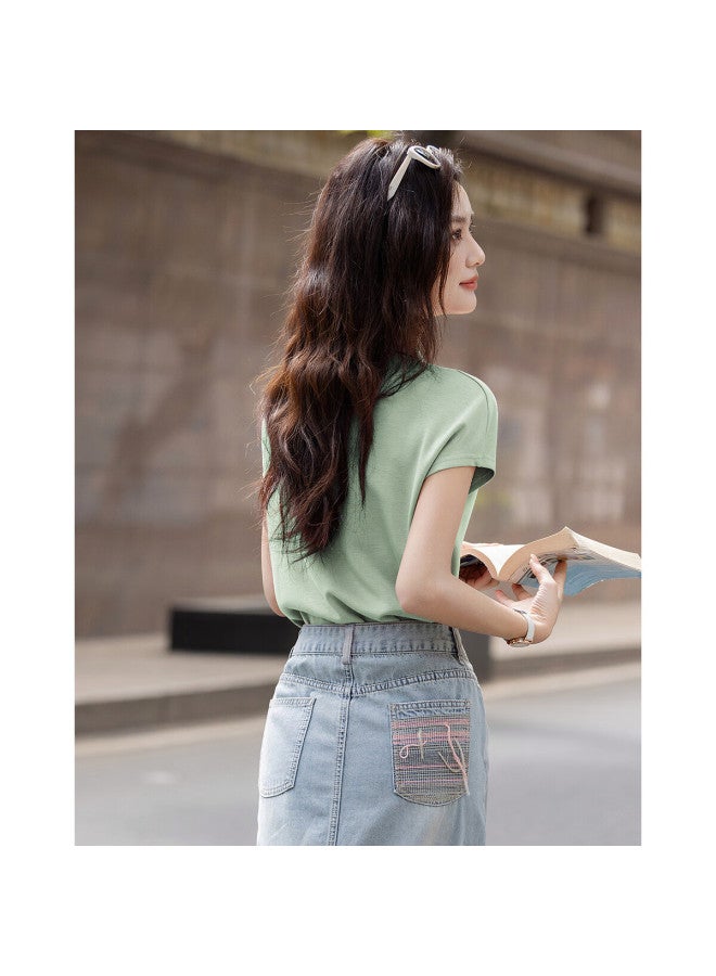Dme Air Layer Selection Summer Smart Short Sleeve Polo Neck Base Shirt Floral Embroidery Women'S T-Shirt - Image 5