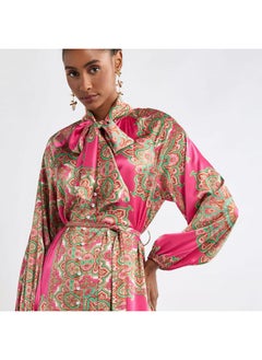 FAV All-Over Print Shirt Dress with Long Sleeves and Flounce Hem  - Image 4