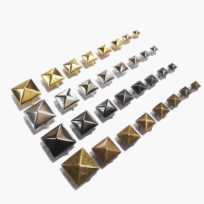DIY Spike Studs Square Four-Claw Pyramid Gold Silver for Clothing Shoes Bags - Image 2