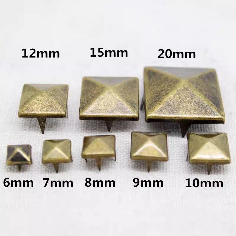 DIY Spike Studs Square Four-Claw Pyramid Gold Silver for Clothing Shoes Bags - Image 1