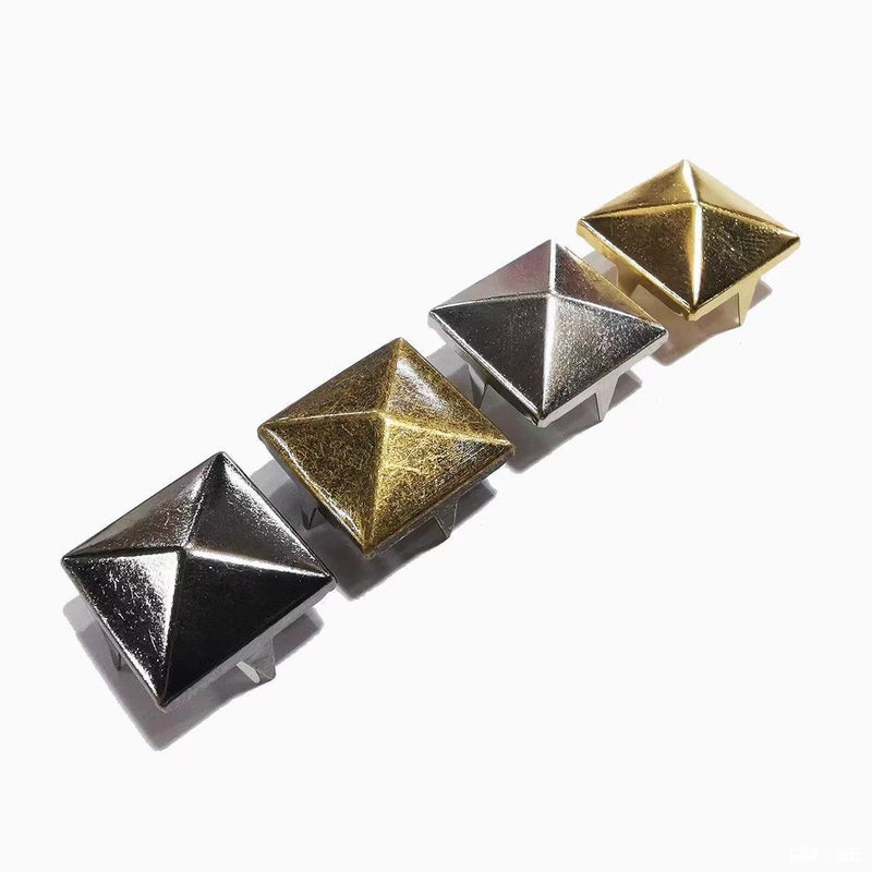 DIY Spike Studs Square Four-Claw Pyramid Gold Silver for Clothing Shoes Bags - Image 3