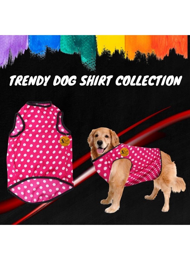 Sage Square Funky Soft Material Dog T-Shirt | Cool/Funky Print Pet | Soft Light Weight | Comfortable & Breathable Dog Clothing | Trendy Vest Outfit (Small - 14 Inch) (Polka Pink)  - Image 2