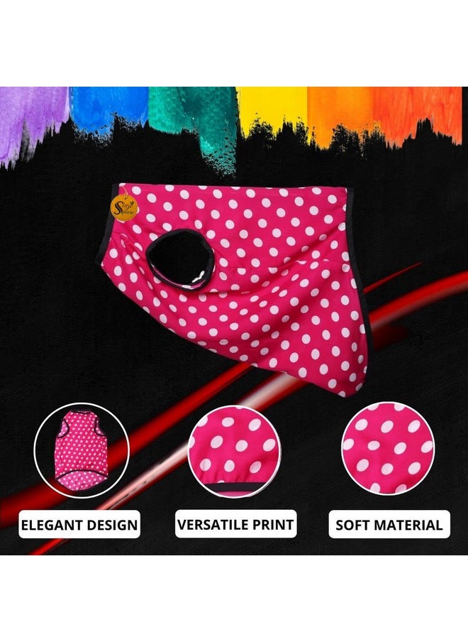 Sage Square Funky Soft Material Dog T-Shirt | Cool/Funky Print Pet | Soft Light Weight | Comfortable & Breathable Dog Clothing | Trendy Vest Outfit (Small - 14 Inch) (Polka Pink)  - Image 3