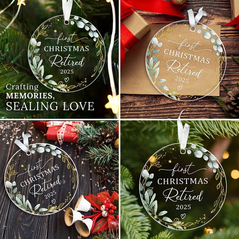 HEXMOZ هدايا التقاعد للنساء والرجال 2025 - زينة عيد الميلاد الأولى المتقاعدة 2025 - هدية متقاعدة للزميل، المدير، الموظف، المعلم، الممرضة، المرأة، الرجل - زينة أكريليك تذكارية - Image 5