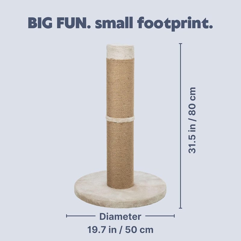 Trixie Rue Cat Scratching Post 31.5 Inch - Cat Scratcher with Soft Fabric Covering Base and Durable Sisal Rope - for Large Cats - in Beige - Image 5
