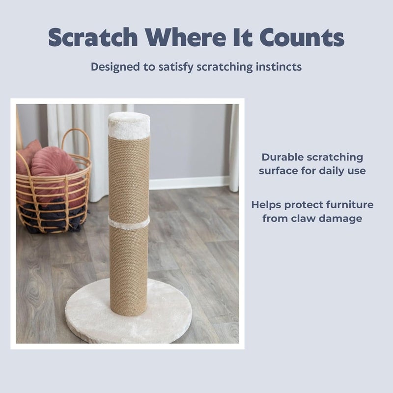 Trixie Rue Cat Scratching Post 31.5 Inch - Cat Scratcher with Soft Fabric Covering Base and Durable Sisal Rope - for Large Cats - in Beige - Image 3