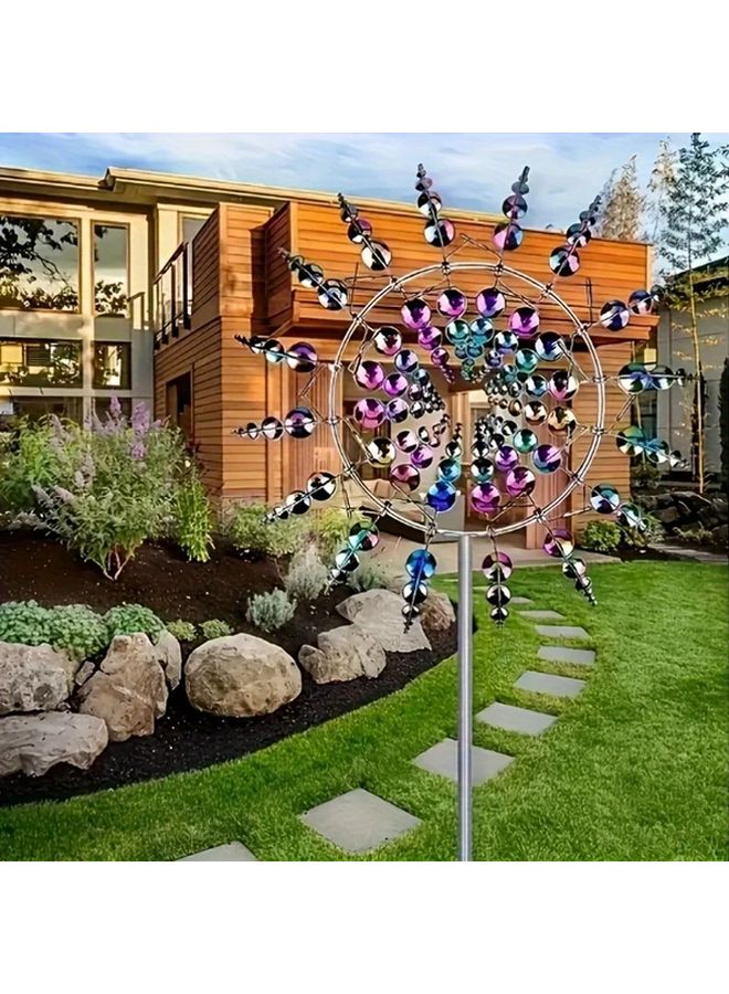 Silvery Iron Windmill 360 Rotating 3D Ornate Design Garden Lawn Yard Decor No Electricity - Image 4