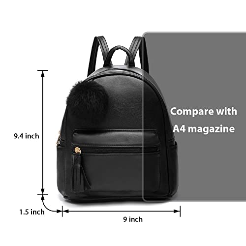 IHAYNER Mini Backpack Purse for Girls Teens Women Purses PU Leather Pom Backpack Shoulder Bag with Charm Tassel - Image 5