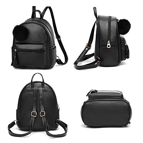 IHAYNER Mini Backpack Purse for Girls Teens Women Purses PU Leather Pom Backpack Shoulder Bag with Charm Tassel - Image 3
