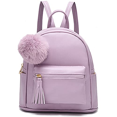 IHAYNER Mini Backpack Purse for Girls Teens Women Purses PU Leather Pom Backpack Shoulder Bag with Charm Tassel - Image 1