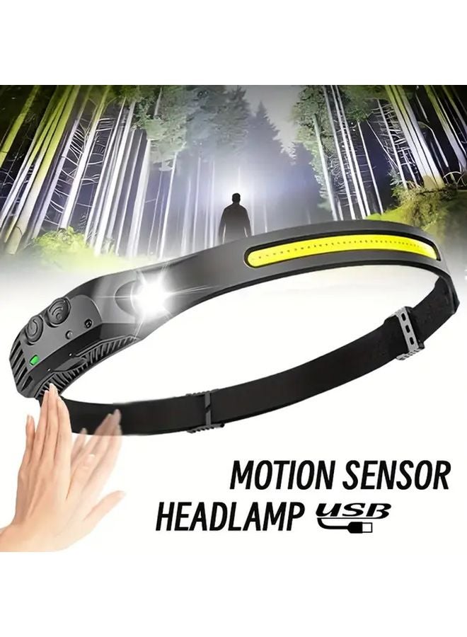 Rechargeable Motion Sensor COB Headlamp Hands Free LED Light For Outdoor Camping - Image 2