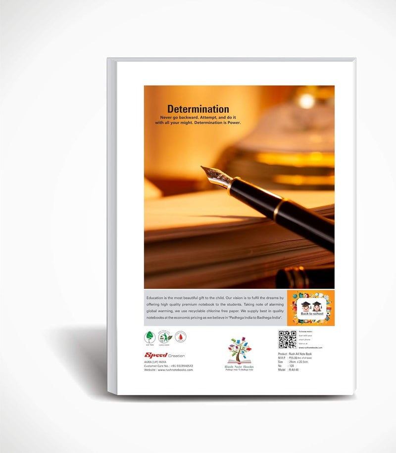 RUSH NOTE BOOKS 120 Pages A4 Long Notebook Register - Single Line Ruled 60 GSM 120 Pages (29 x 21 cm) Pack of 1 - Image 2