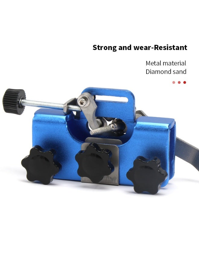 Portable Hand-Crank Chain Sharpener - Blue (3 Grinding Heads) - Stainless Steel & Alloy Material, Cross-Border New Chain Grinding Tool for Home Use - Image 3