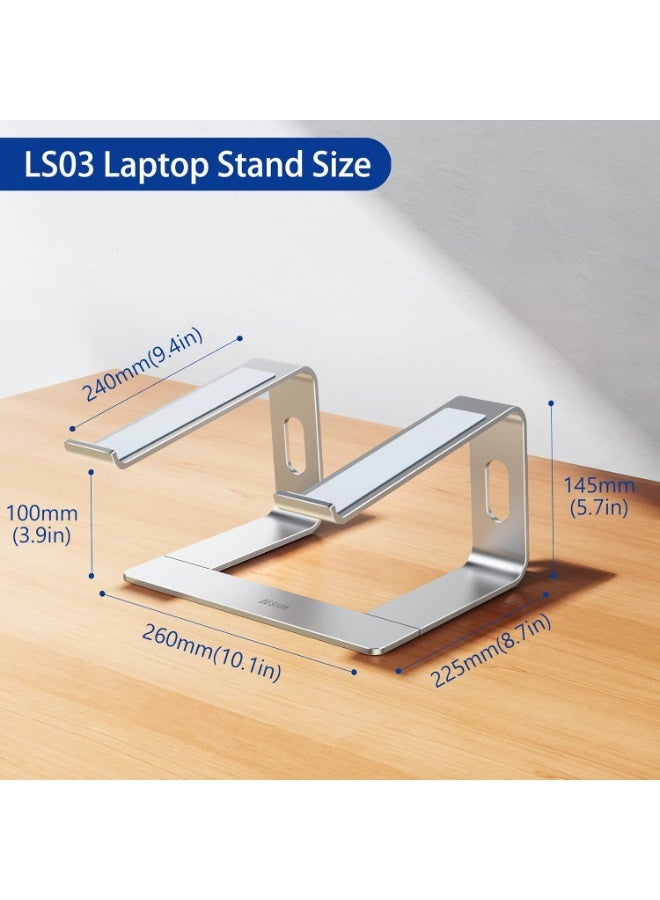 BESIGN LS03 Aluminum Laptop Stand, Ergonomic Detachable Computer Stand, Notebook Riser Compatible with Air, Pro, Dell, HP, Lenovo More 10-15.6" Laptops, Silver - Image 2