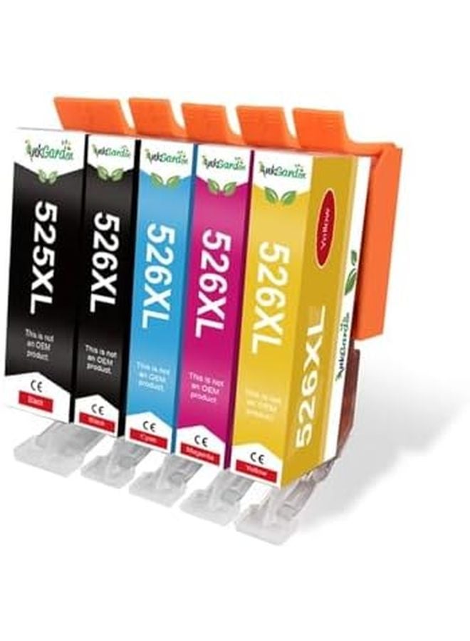 خراطيش حبر متوافقة 525 526 XL 5 قطع لطابعات PGI 525XL CLI 526XL - Image 1