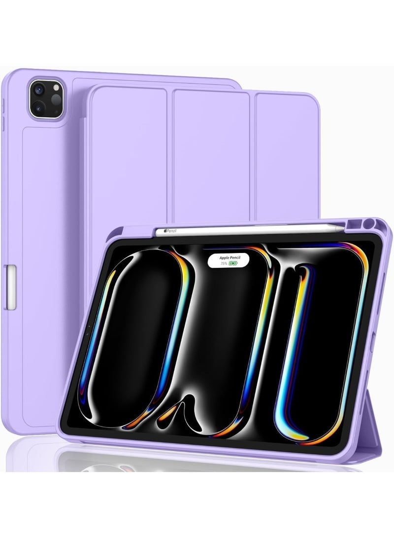 ELTRAZONE iPad Pro 13 Case 2024 with Pencil Holder – Slim Smart Magnetic Cover Supports USB-C Pencil, Auto Sleep/Wake, Touch ID Compatible, Lightweight Trifold Stand Protective Case (Clove Purple) - Image 1
