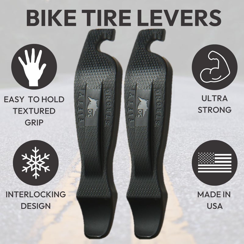 50 Strong Bike Tire Levers | Set Of 4 Ultra Strong Tire Spoons | Made In Usa | Easy Grip Interlocking Design | Must Have Bicycle Accessories & Bike Tools | Premium Tire Tools - Image 4